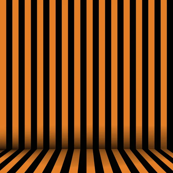 Halloween background striped room in orange and black. Vector. — Stock Vector