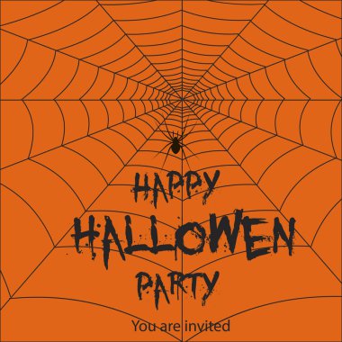 Örümcek ve web ile mutlu Halloween arka plan. Vektör.