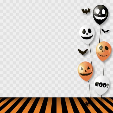 Cadılar Bayramı çizgili Oda ve balonlar arka plan. Vektör.