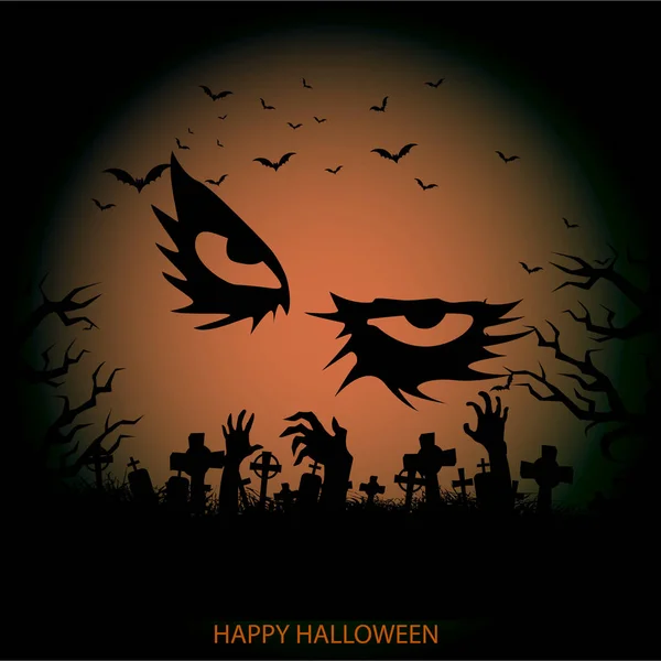 Halloween Hintergrund mit Friedhof und Mond. Vektor. — Stockvektor