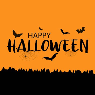 Mutlu Cadılar Bayramı tebrik kartıyla yarasalar. Vektör