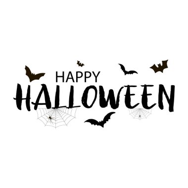 Mutlu Cadılar Bayramı tebrik kartıyla yarasalar. Vektör