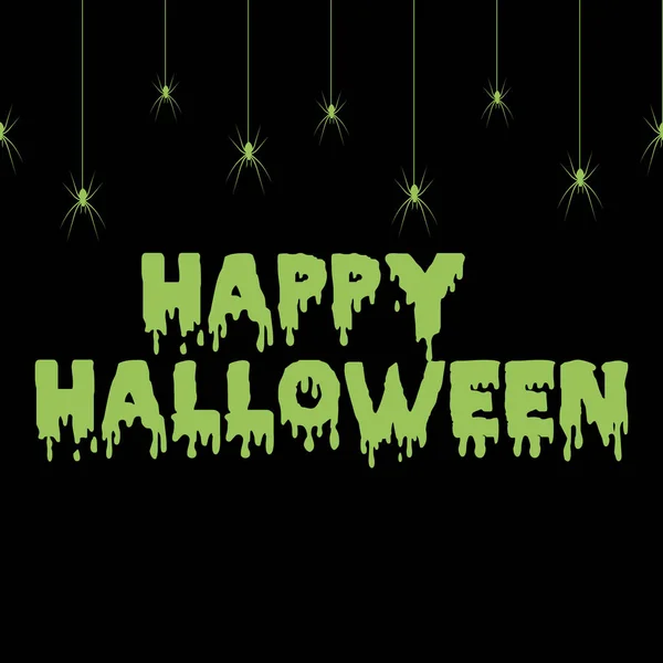 Feliz tarjeta de felicitación de Halloween con arañas colgantes. Vector — Vector de stock