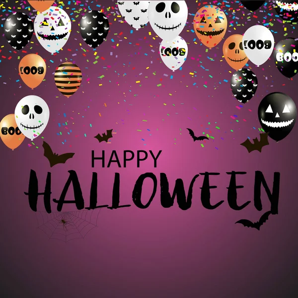 Feliz fundo de Halloween com balões de ar. Vetor . — Vetor de Stock