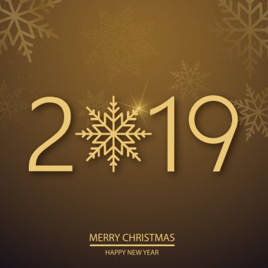 Mutlu yeni yıl tebrik kartı düşen kar taneleri ile. Vektör.