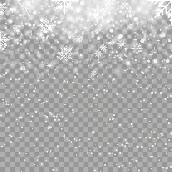 Fundo de Natal com flocos de neve caindo. Vetor — Vetor de Stock