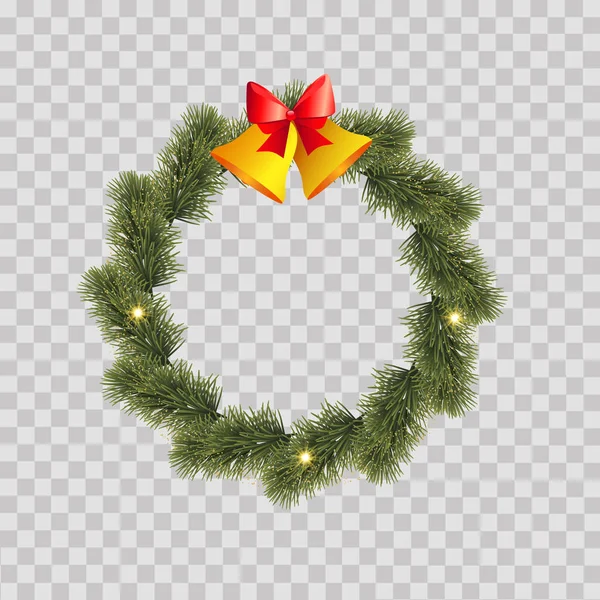 Christmas wreath of pine tree branches. Vector — Stock Vector