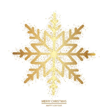 Mutlu yeni yıl veya Noel tebrik kartı altın kar ile. Vektör