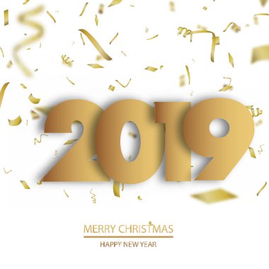Mutlu yeni yıl ya da Noel kartı. 2019. vektör