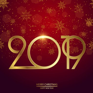 Mutlu yeni yıl ve altın metin ve saat ile Noel kartı. Vektör