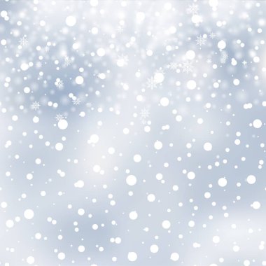 Neşeli Noel ve mutlu yeni yıl tebrik kartı yağan kar ile pul. Vektör