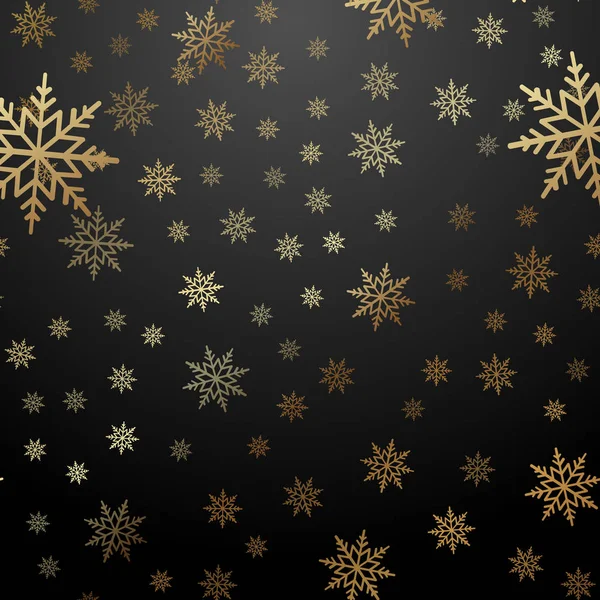 Падение золотого снега или снежинки на черном фоне. Вектор — стоковый вектор