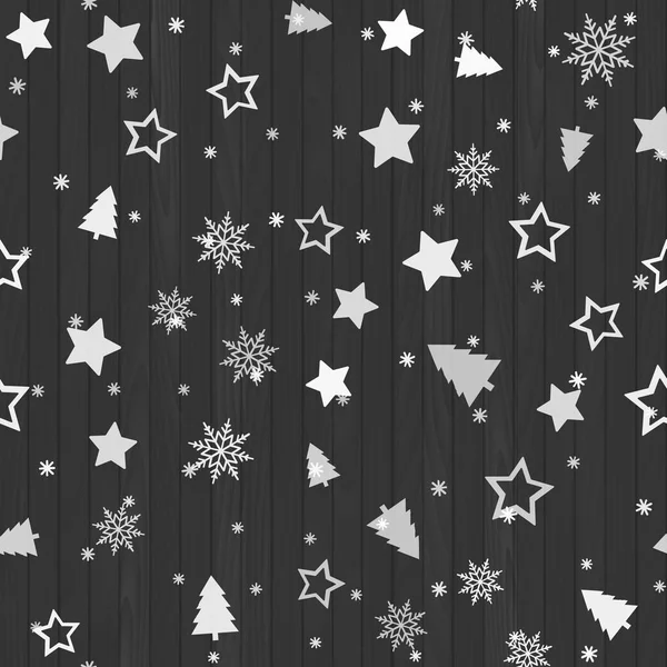 Fondo de Navidad sin costuras con árbol, estrella y nieve. Vector — Archivo Imágenes Vectoriales