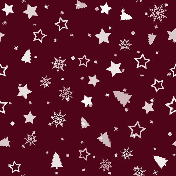 Fundo de Natal sem costura com árvore, estrela e neve. Vetor .. —  Vetores de Stock