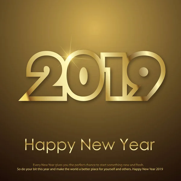 Feliz Año Nuevo o Navidad tarjeta de felicitación de texto de oro. 2019. Vector . — Archivo Imágenes Vectoriales