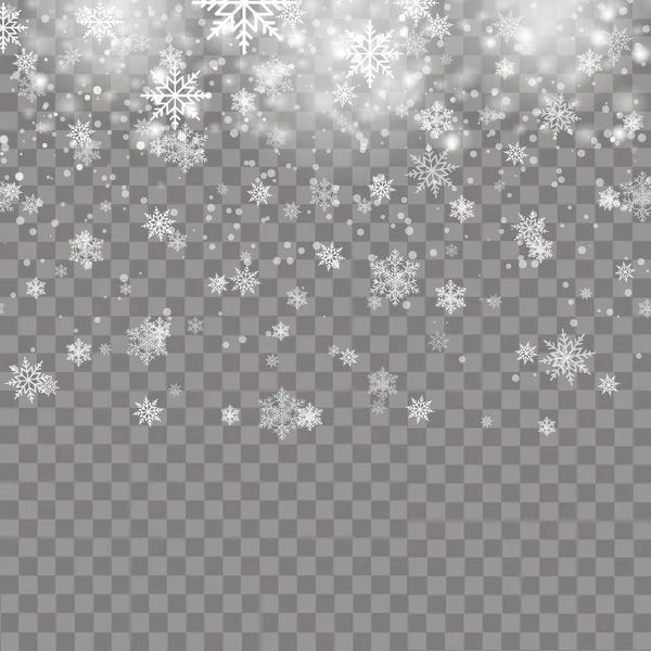 Christmas or Happy New Year background with falling snowflakes. Vector — Stock Vector