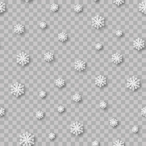 Naadloos patroon met vallende sneeuwvlokken. Vector. — Stockvector
