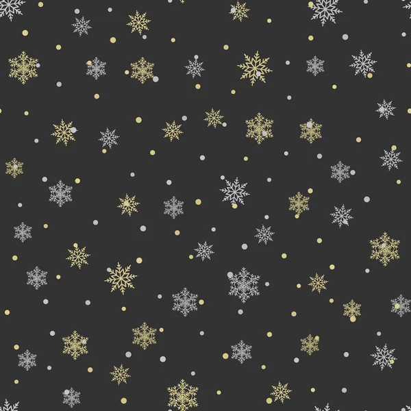 Naadloos patroon met vallende sneeuwvlokken. Vector — Stockvector