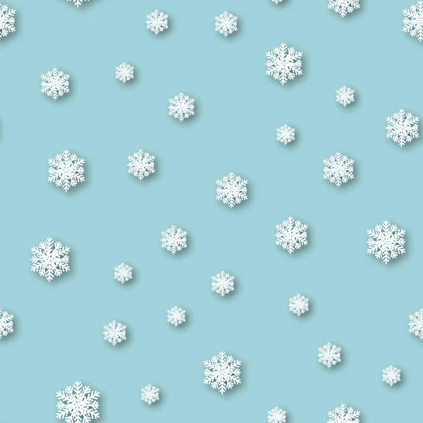 Seamless pattern with falling snowflakes. Vector — Stock Vector