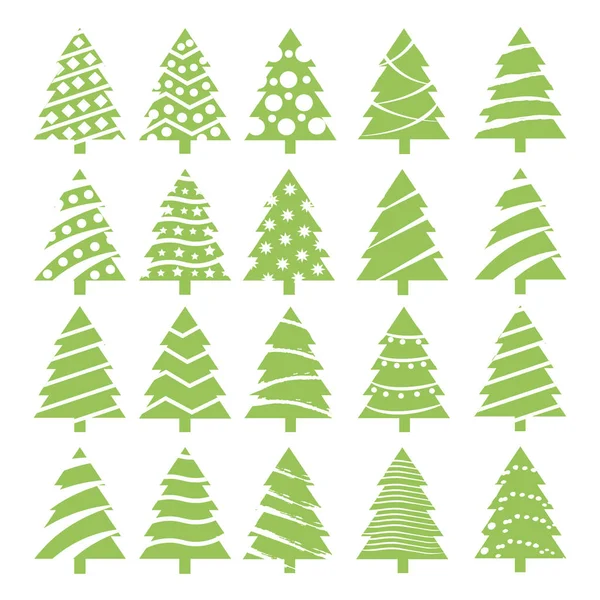 Conjunto de árvores verdes de Natal. Vetor . — Vetor de Stock