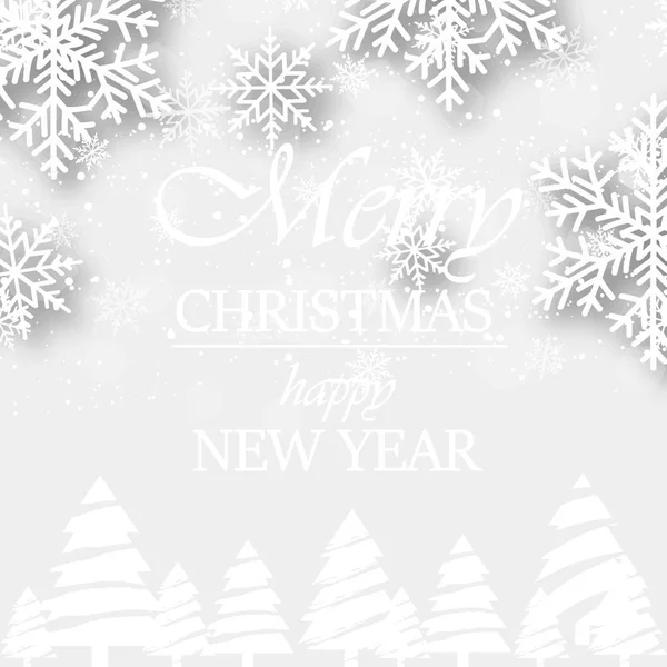 Feliz Navidad y Feliz Año Nuevo Tarjeta de felicitación con copos de nieve blancos. 2019 .Vector — Vector de stock