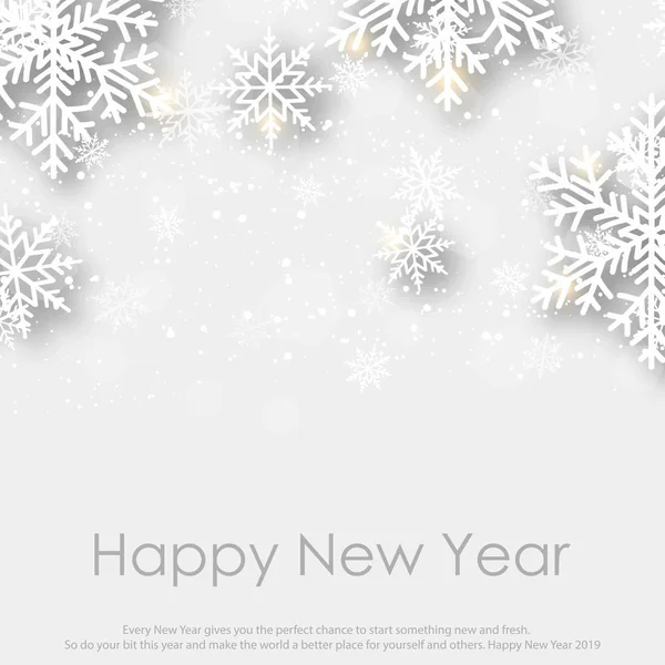 Joyeux Noël et bonne année carte de voeux avec des flocons de neige blancs. 2019 .Vector — Image vectorielle