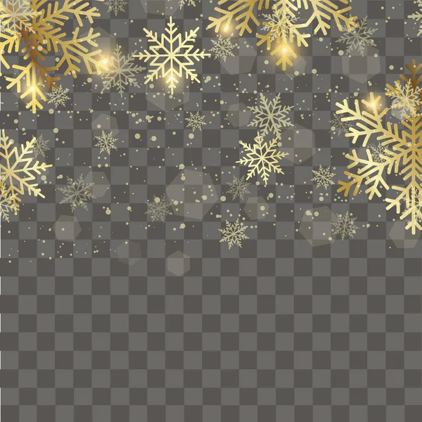 Падающие снежинки на прозрачном фоне на Рождество или Новый год. Вектор — стоковый вектор