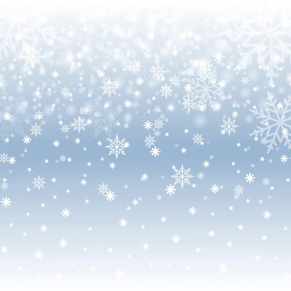 Fondo de invierno con copos de nieve para Navidad o Año Nuevo. Vector — Archivo Imágenes Vectoriales