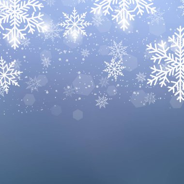 Noel ve yeni yıl için kar taneleri ile kış arka plan. Vektör.