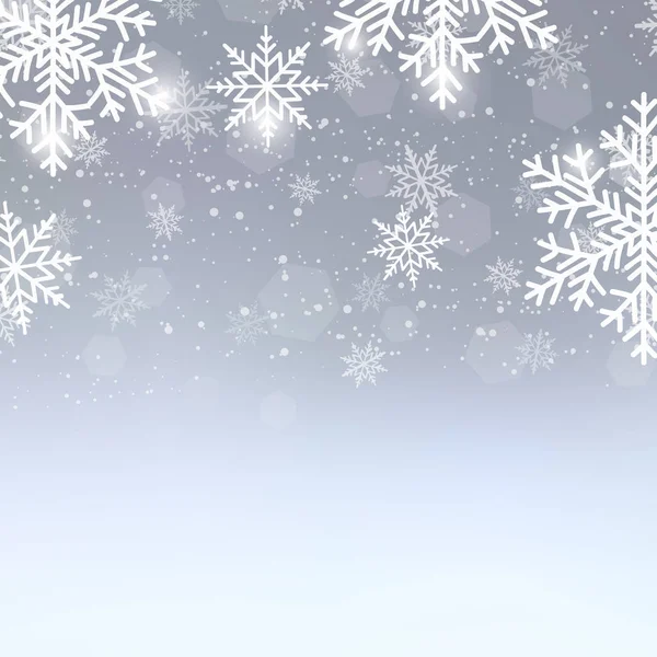 Sfondo invernale con fiocchi di neve per Natale o Capodanno. Vettore . — Vettoriale Stock