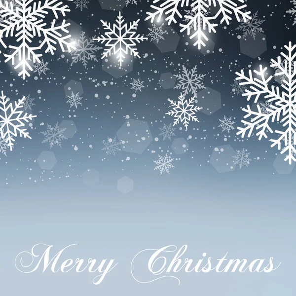 Feliz Navidad tarjeta de felicitación con la caída de copos de nieve. Vector — Vector de stock
