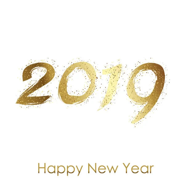 Mutlu yeni yıl tebrik kartıyla altın parıldıyor. 2019. vektör — Stok Vektör