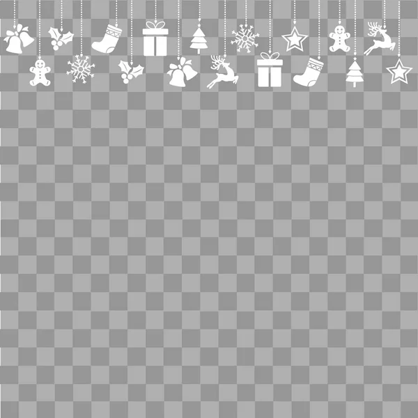 Weihnachtsgrußkarte mit Ornamenten auf transparentem Hintergrund. Vektor — Stockvektor