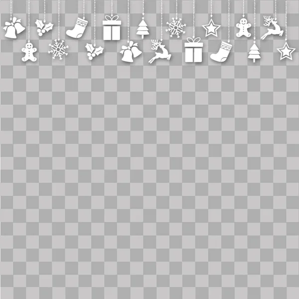 Jule lykønskningskort med ornamenter på gennemsigtig baggrund. Vektor – Stock-vektor
