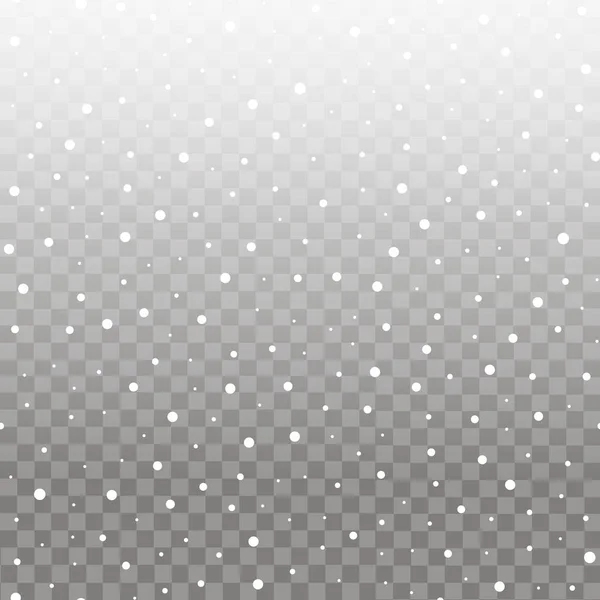 Faldende snefnug på gennemsigtig baggrund. Julebaggrund for dit design. Vektor – Stock-vektor