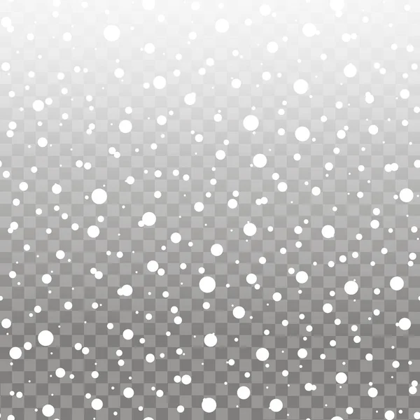 Caída de copos de nieve sobre fondo transparente. Fondo de Navidad para su diseño. Vector — Vector de stock