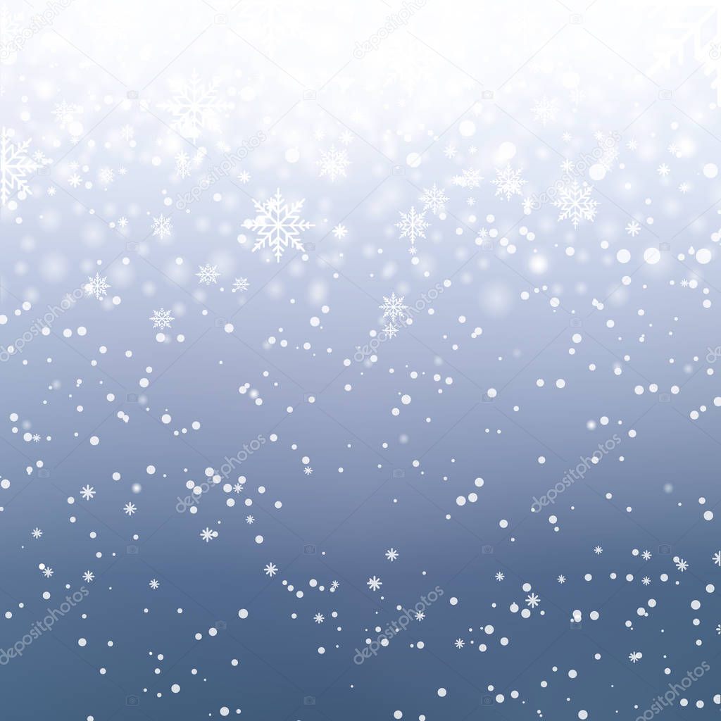 Christmas background with falling snowflakes . Vector