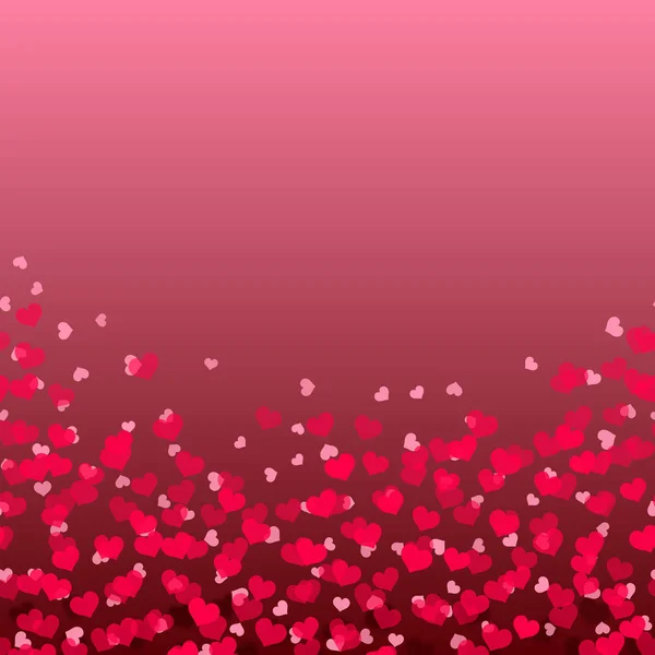 Happy den svatého Valentýna blahopřání s padající červené srdce. Vektor. — Stockový vektor