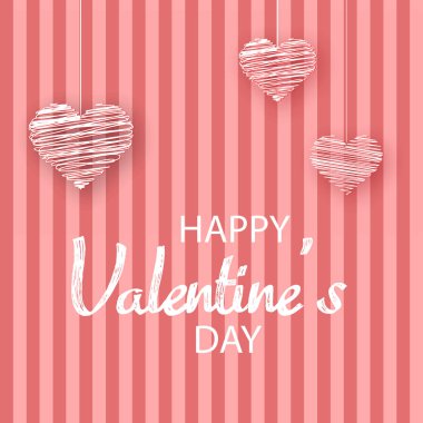 Mutlu sevgililer günü kartı beyaz kalp ve klasik arka plan. Vektör.