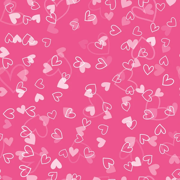 Seamless pattern with white hearts on pink background. Vector — Stock Vector