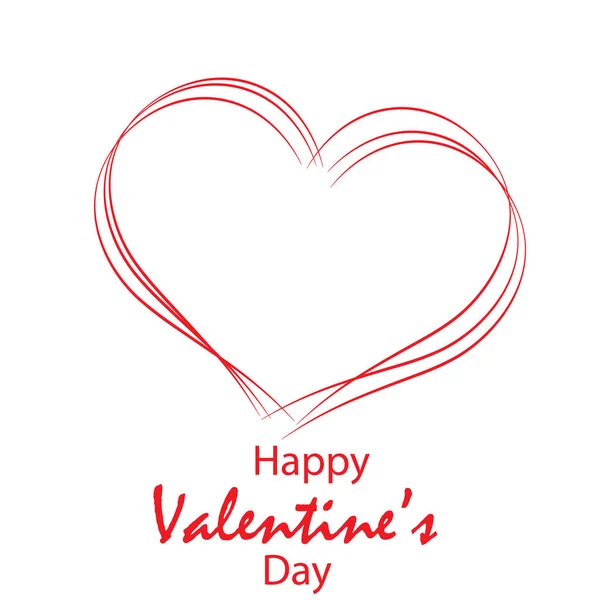 Happy Valentine's day greeting card with lined heart. Vector — Stock Vector