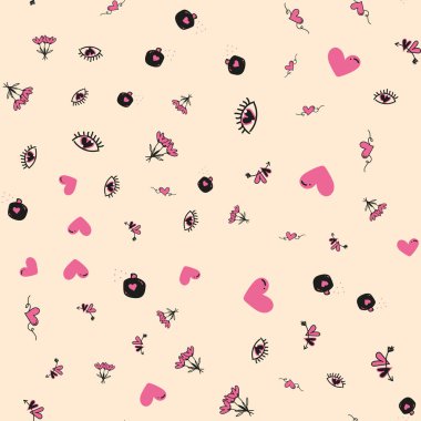 Seamless pattern with Valentine's day elements. Vector