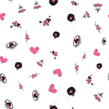 Seamless pattern with Valentine's day elements. Vector