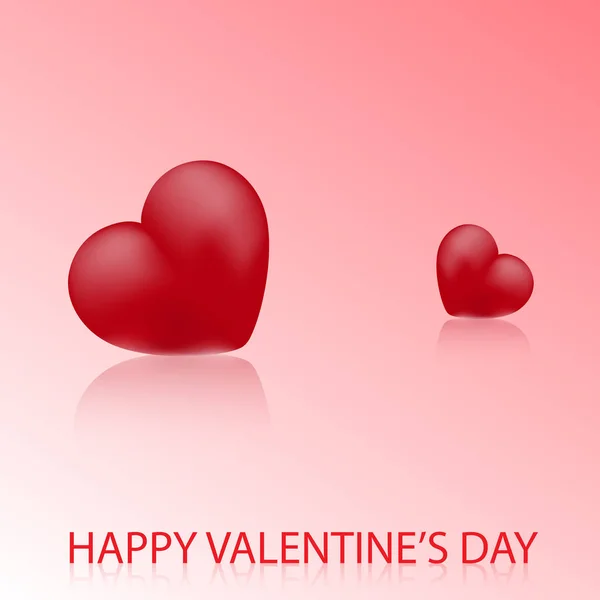 Tarjeta de felicitación del día de San Valentín con corazón rojo 3d. Vector — Vector de stock