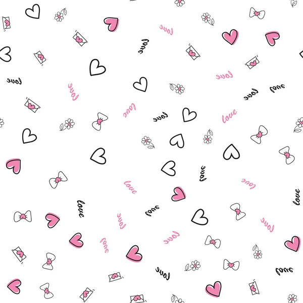 Seamless pattern with Valentine day elements. Vector. — Stock Vector