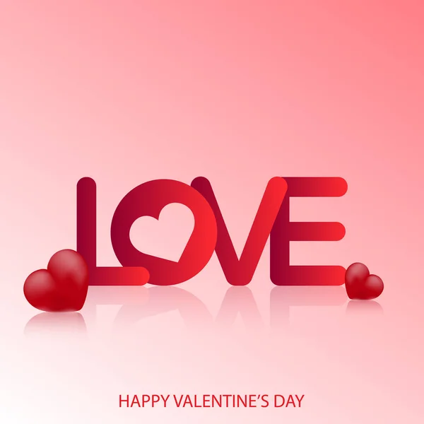 Valentine's day greeting card text Love and cut out heart. Vector. — Stock Vector