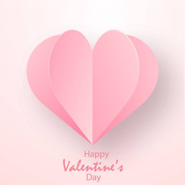 Mutlu sevgililer günü tebrik kartı kağıt ile uçan pembe kalp sıcak hava balonları kes. Vektör