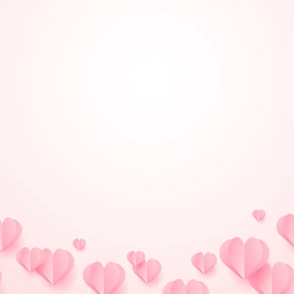 Valentine's day background with paper cut pink hearts. Vector — Stock Vector