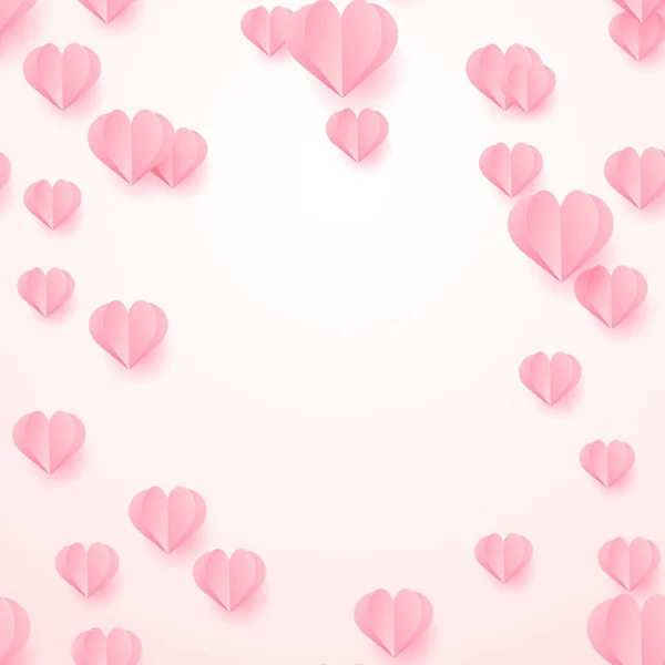 Φόντο Ημέρα Του Αγίου Βαλεντίνου Χαρτί Κόψτε Ροζ Καρδιές Διάνυσμα — Διανυσματικό Αρχείο