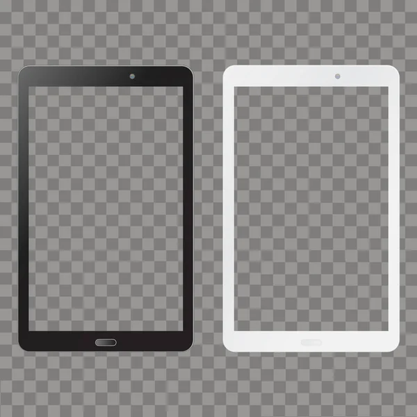 Siyah ve beyaz tablet şeffaf arka plan üzerinde sahte kadar. Vektör.